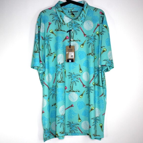 Chubbies Mens 2XL The Bogey Monster AOP Performance Golf Polo Shirt NEW M1067 - Picture 1 of 6